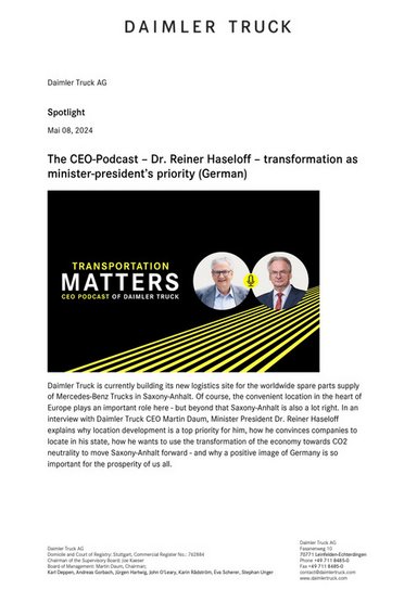 The CEO-Podcast – Dr. Reiner Haseloff – transformation as minister-president’s priority (German)